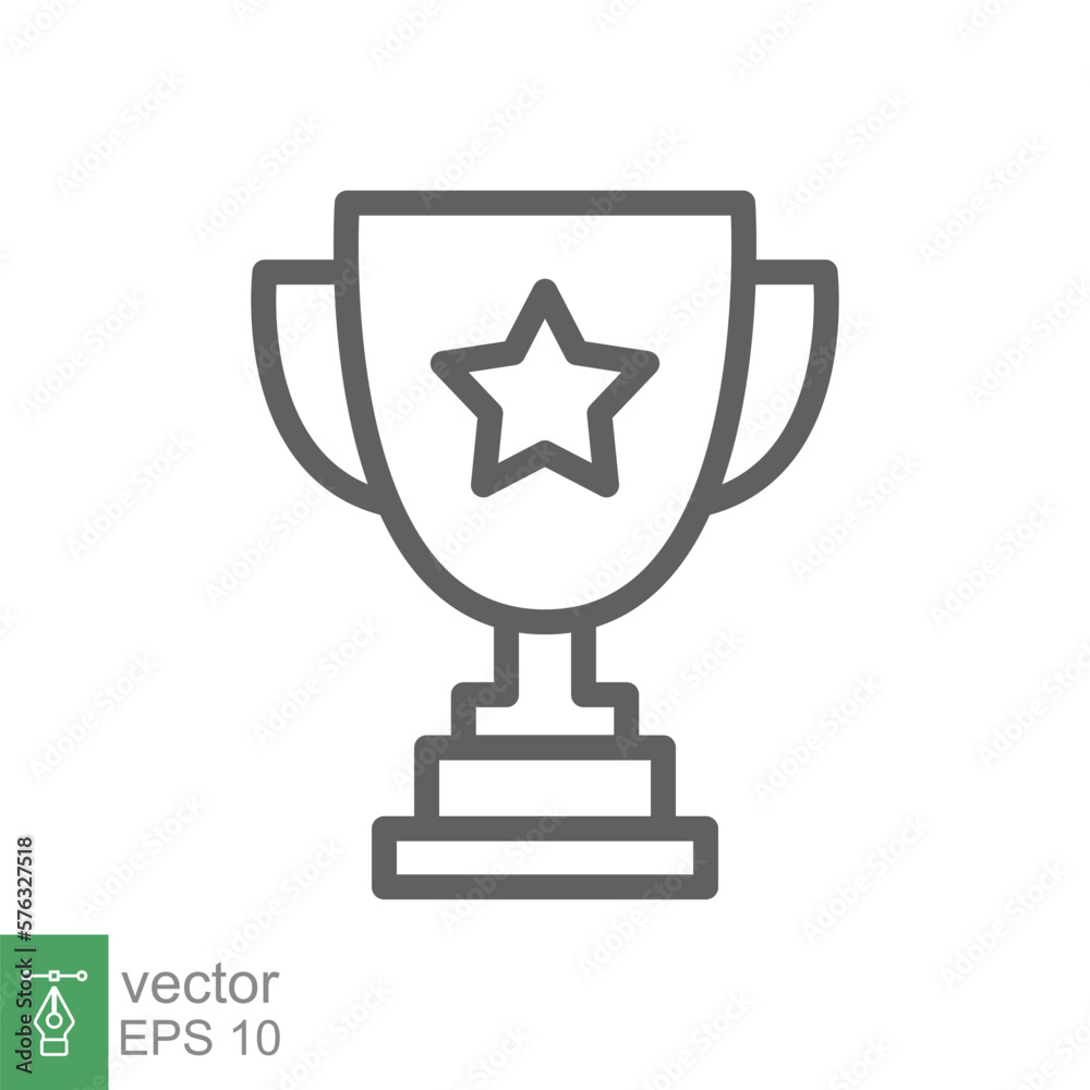 Trophy cup star line icon. Simple outline style for app and web design element. Winner, award, champ, contest, won concept. Vector illustration isolated on white background. Editable stroke EPS 10. Trophy cup star line icon. Simple outline style for app and web design element. Winner, award, champ, contest, won concept. Vector illustration isolated on white background. Editable stroke EPS 10.