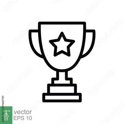 Trophy cup star line icon. Simple outline style for app and web design element. Winner, award, champ, contest, won concept. Vector illustration isolated on white background. EPS 10.