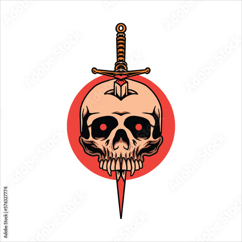 skull sword tattoo vector design