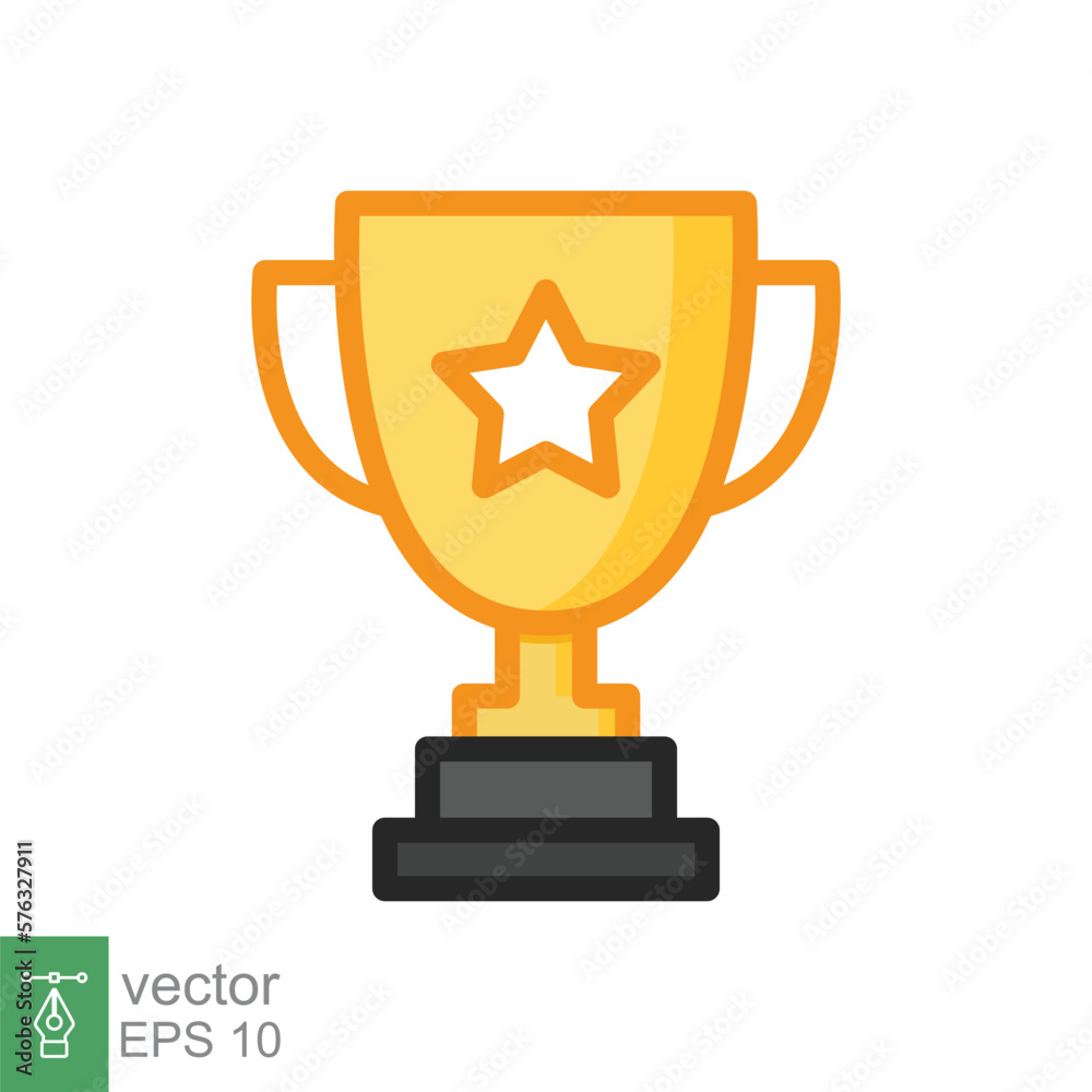 Trophy cup star flat icon. Simple filled outline style for app and web design element. Winner, award, champ, contest, won concept. Vector illustration isolated on white background. EPS 10. Trophy cup star flat icon. Simple filled outline style for app and web design element. Winner, award, champ, contest, won concept. Vector illustration isolated on white background. EPS 10.