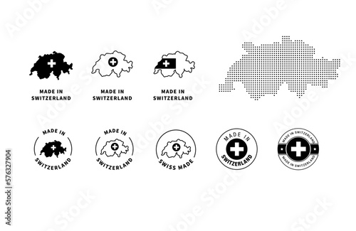 Made in Switzerland or Swiss-Made vector badges. 