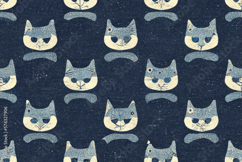 cats seamless pattern for textile. watercolor cat print