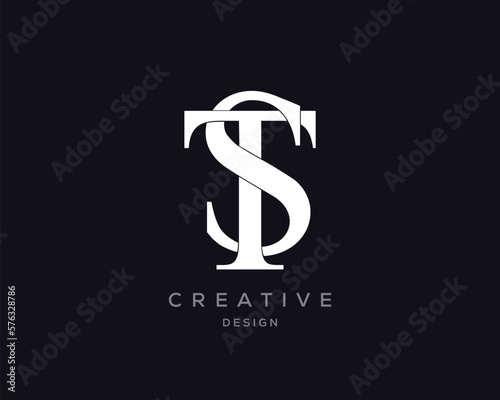 ST TS logo design luxury premium icon