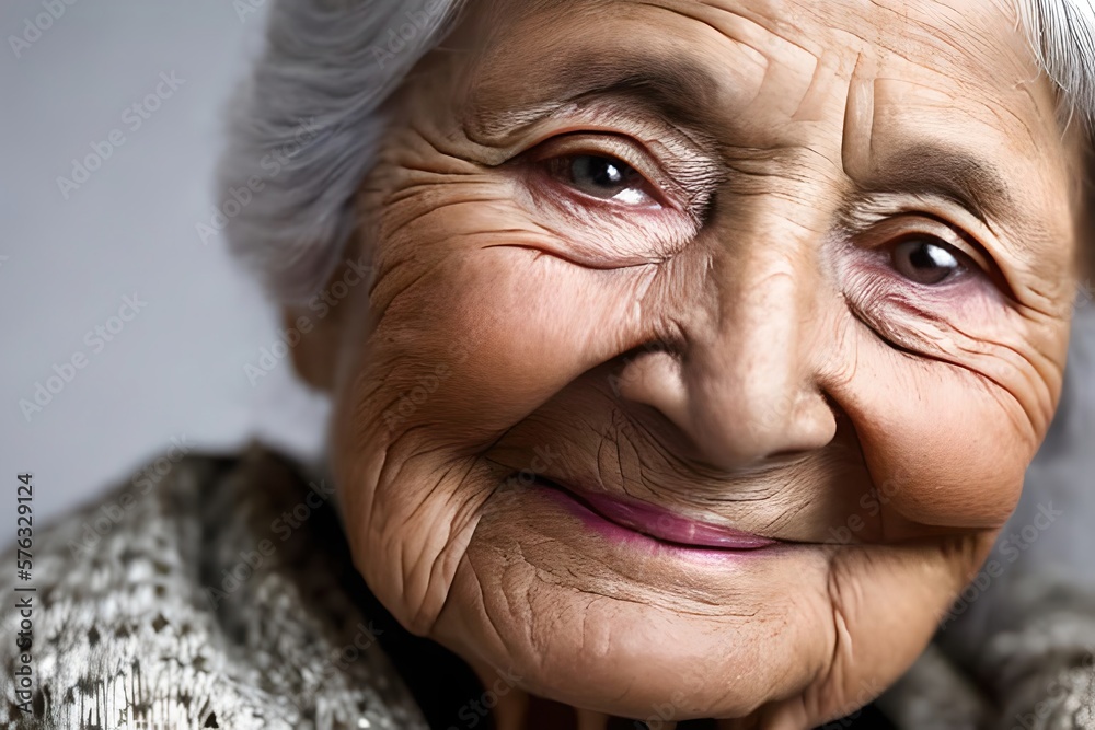 Happy old woman smiling. Portrait of a beautiful lady over 70 years old. Concepts about the elderly. generative ai Happy old woman smiling. Portrait of a beautiful lady over 70 years old. Concepts about the elderly. generative ai