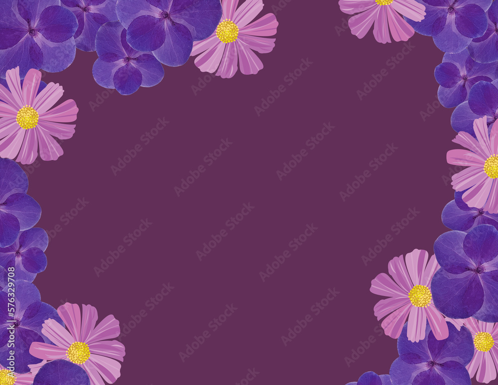 Purple floral background with purple flowers, Dark Purple
