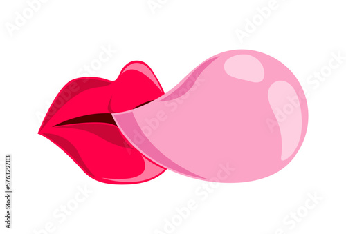mouth with bubble of gum retro