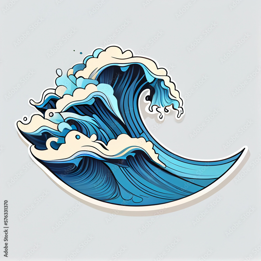 Obraz premium illustration of a wave icon, logo vector design using generative AI