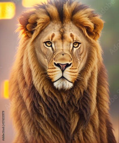Power! A lion in a close up / Bokeh Background / Close up photo / Stands for success, strength business and coaching / Lioness lion pride