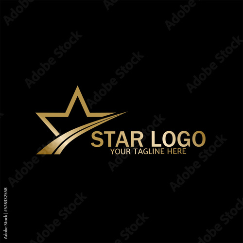 Gold Star Logo Vector on Black Background. Perfect For Your Business Logo Or Big Event Logo.