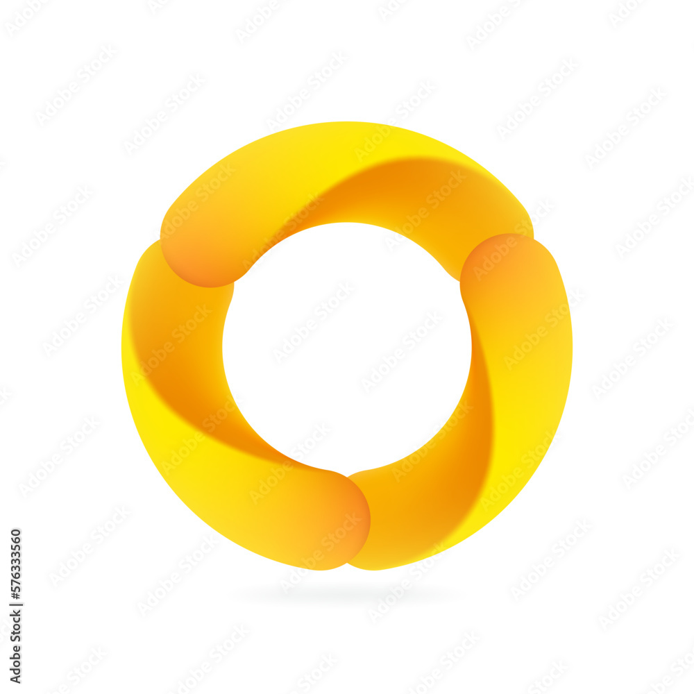 Abstract sphere logo. Soft style round icon. Three parts emblem. Abstract sphere logo. Soft style round icon. Three parts emblem.