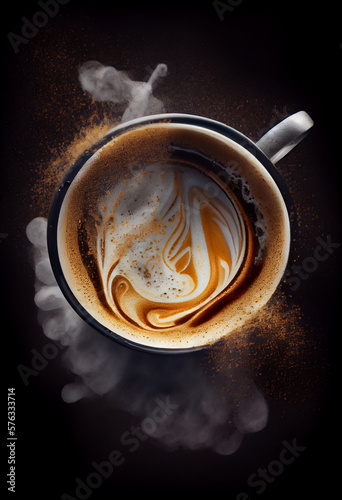 cup of coffee on black, generative AI