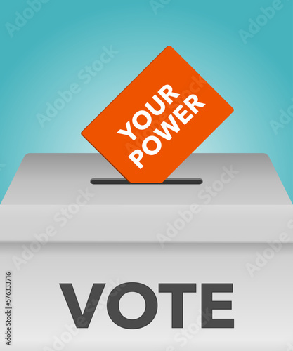 Ballot papers in the ballot box. Vector illustration.