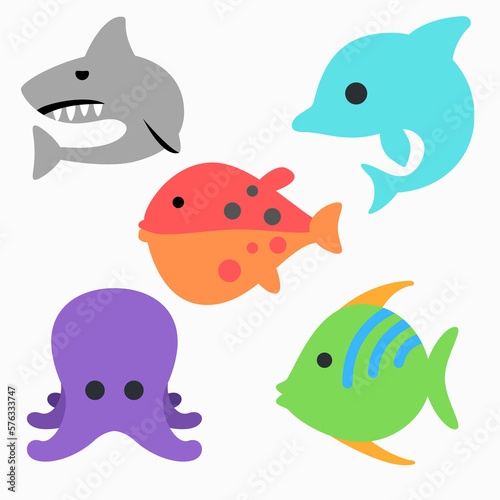 Fish Set Illustration Simple for kids