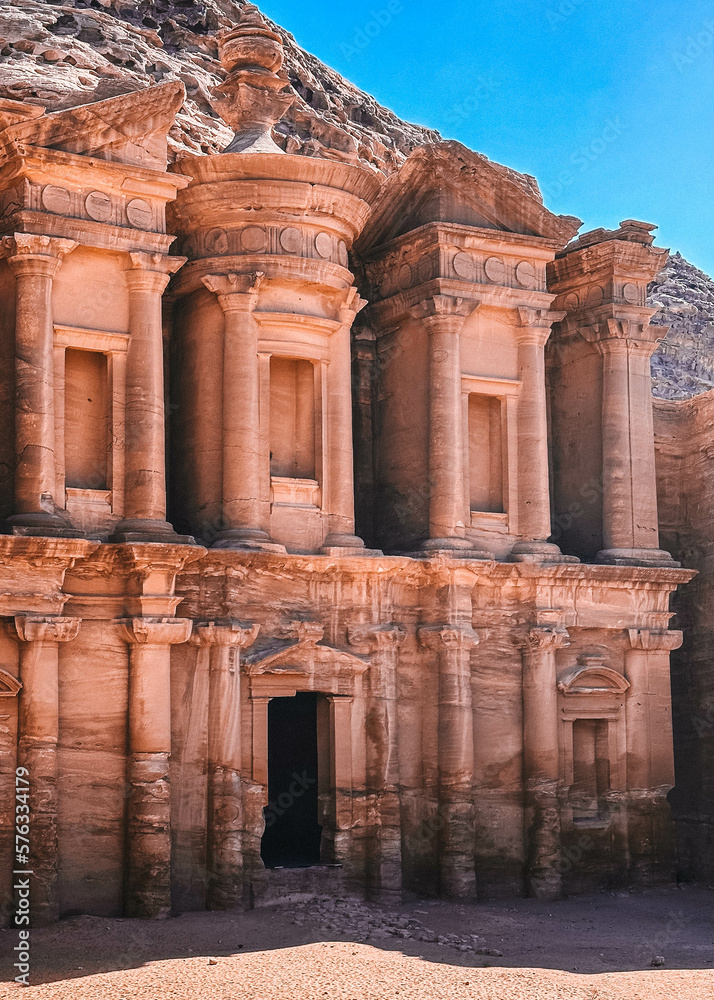 View At Monastery Ancient Ruins In Petra, Jordan