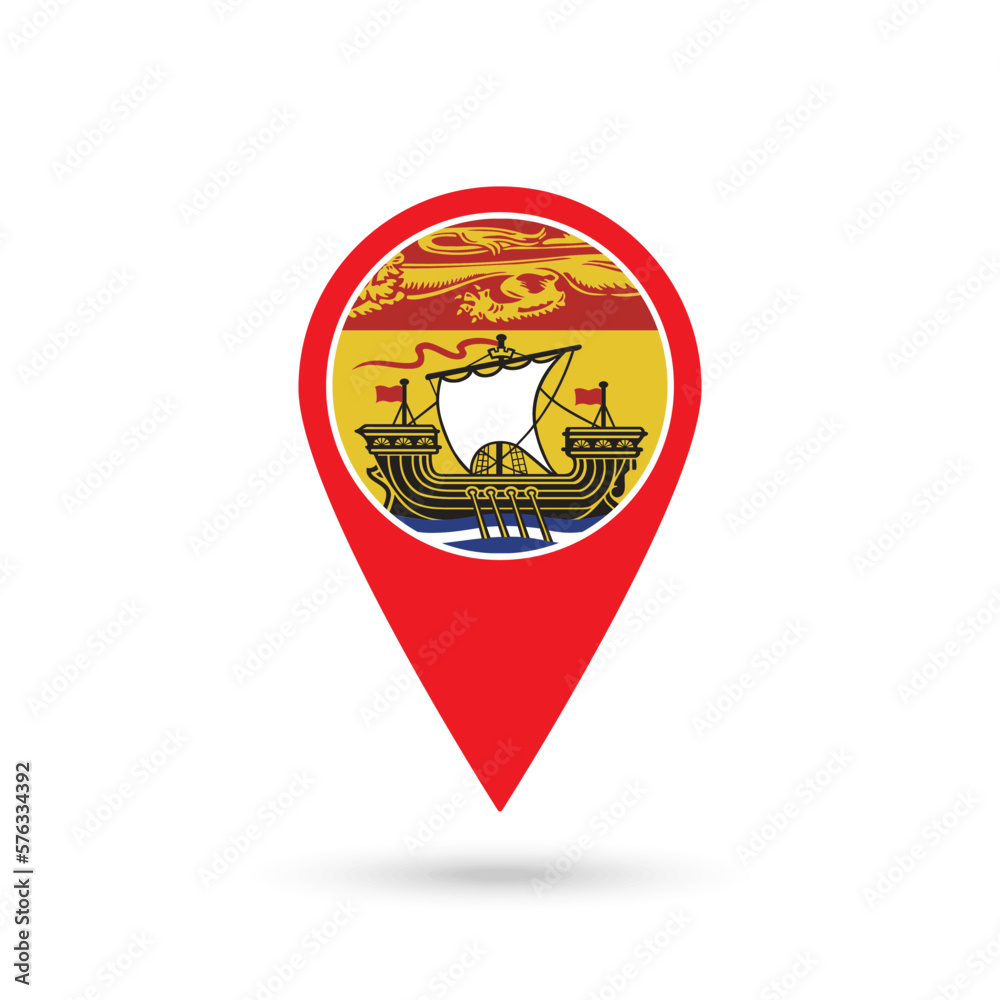Map pointer with province New Brunswick. Vector illustration. Map pointer with province New Brunswick. Vector illustration.