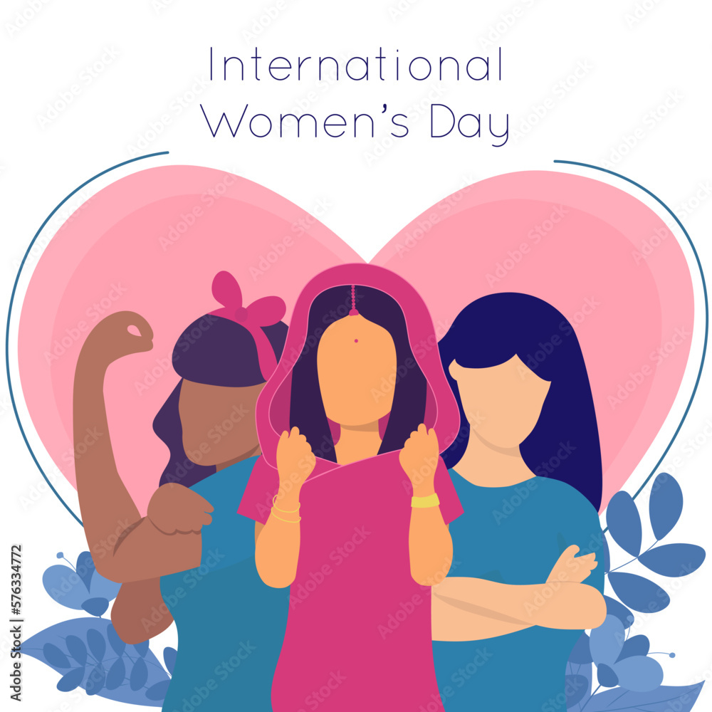 Women of different nationalities celebrate women's day Stock Vector