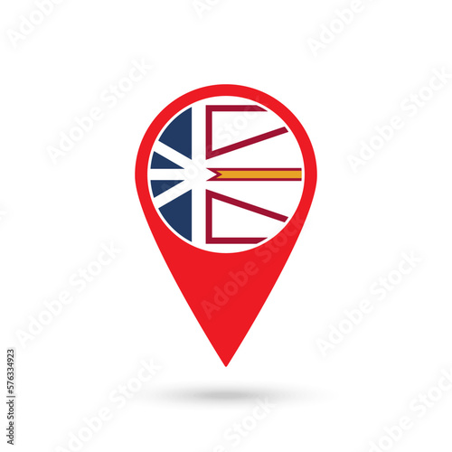 Free Download Map pointer with province Newfoundland and Labrador. Vector illustration. - GFXLoad