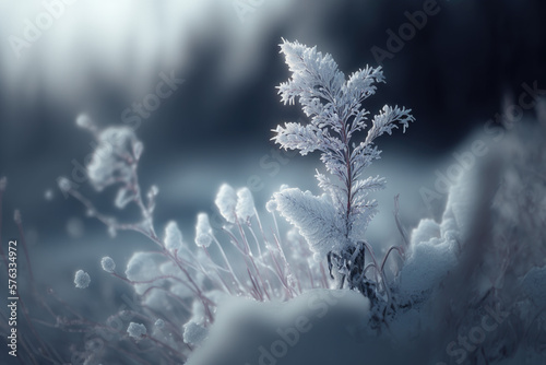 Frost in nature, close up art, generative AI