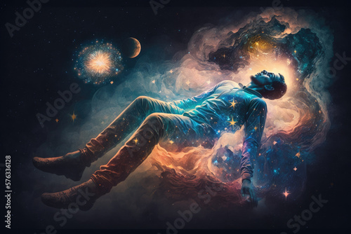Astral projection in cosmos, generative AI