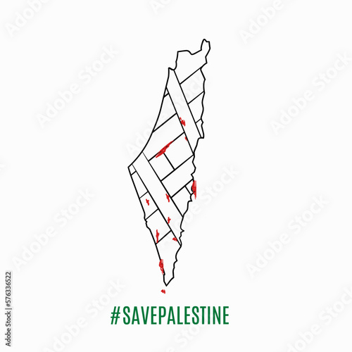 illustration vector of save palestine,palestine mapt with bandage perfect for print,etc