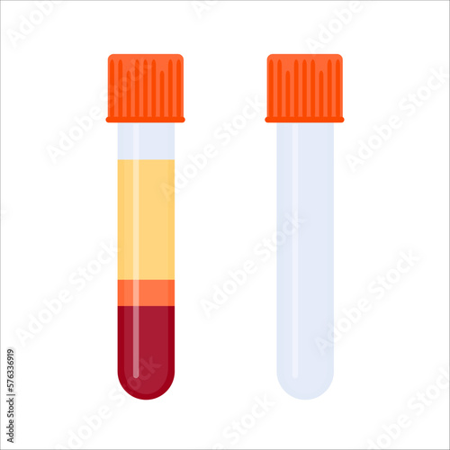 Laboratory tube rack with PRP blood collection tubings after separation of platelets in the centrifuge. Platelet-rich plasma regenerative medicine concept. PRP vector infographics.