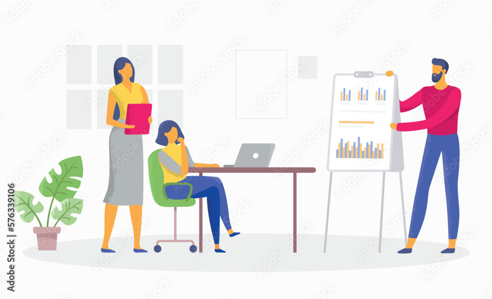 Obraz premium Business people in office, report and presentation