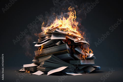 Brennende Bücher - Generative AI photo