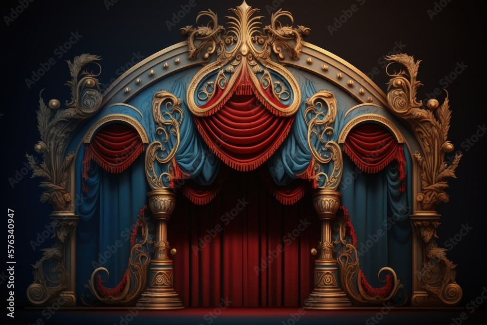 Create your own own backdrop with these dramatic red vintage theatrical stage swags. Generative AI Create your own own backdrop with these dramatic red vintage theatrical stage swags. Generative AI