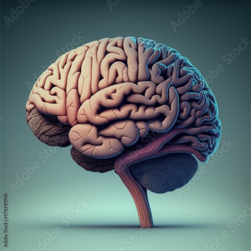 medically accurate illustration of the brain, anatomy brain 3D, GENERATIVE AI photo