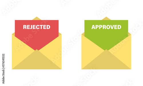 Approved and rejected email message. Good and bad message
