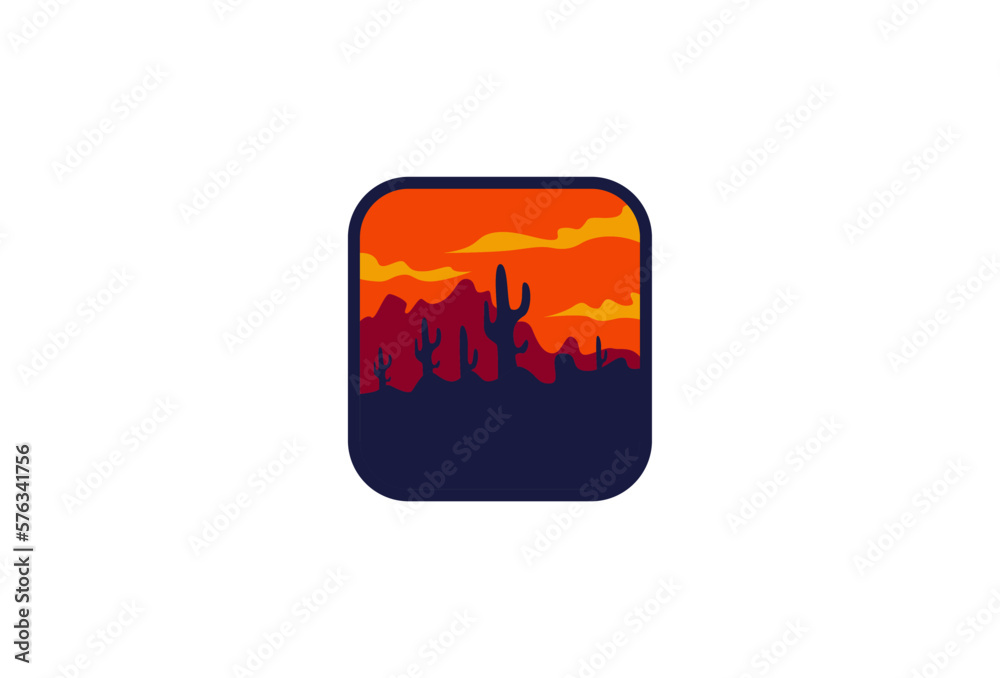Desert badge with cactus. stock illustration Desert badge with cactus. stock illustration