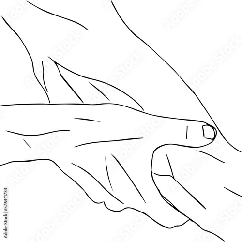 Gentle Touch Between Two Sketched Hands in a Simple Line Drawing