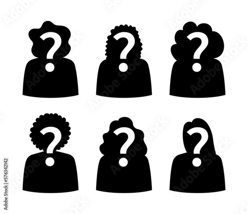 Guess who unknown person silhouette icon vector, anonymous mysterious user profile