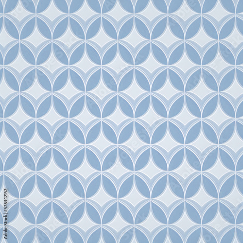 Seamless wallpaper with simple blue and white geometric pattern. Generative AI.