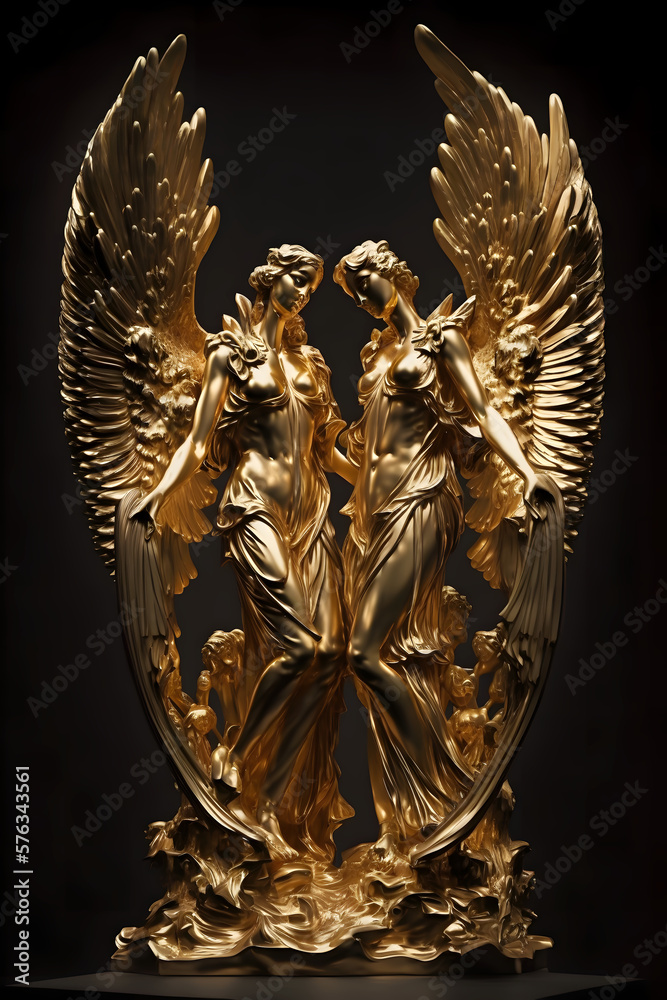 Gold angel statue with melting wings Gold angel statue with melting wings