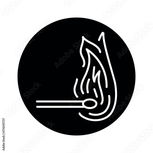 Match with fire black line icon. Pictogram for web page