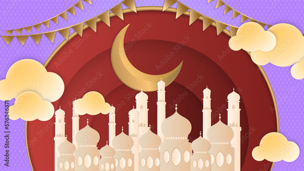 Golden Ramadan Islamic Vector Background for Festive Eid