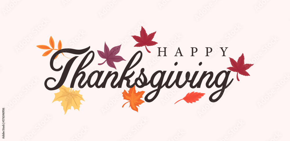 happy thanksgiving with maple leaf vector design