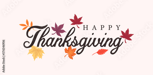 happy thanksgiving with maple leaf vector design