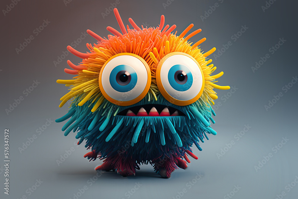 Cute Cartoon Colorful Monster (Generated with AI)