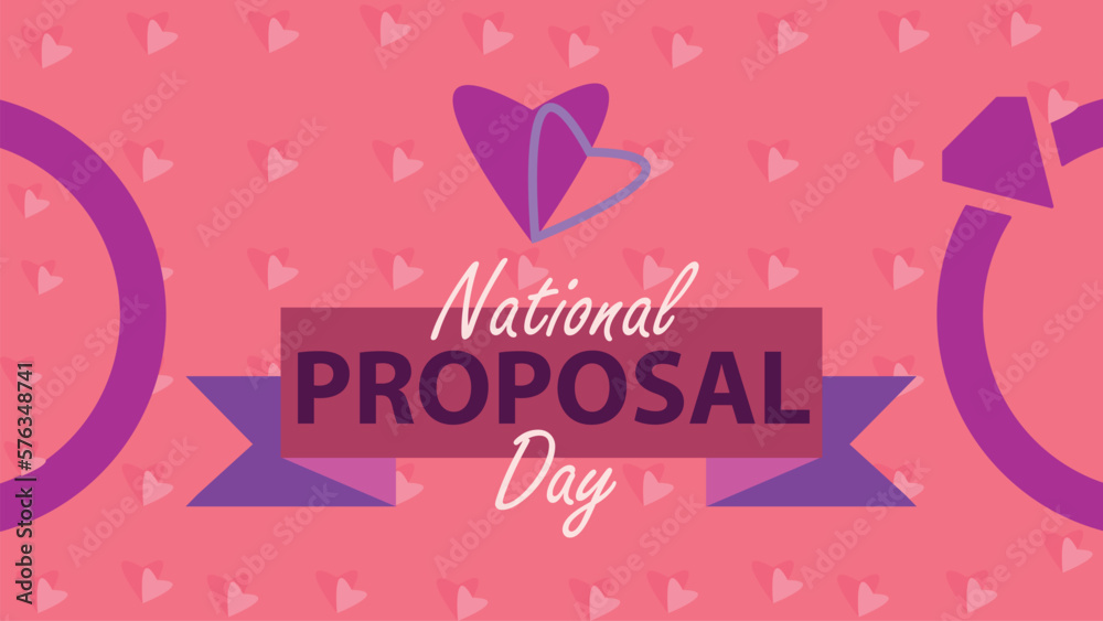 National Proposal Day vector banner design with beautiful pink and