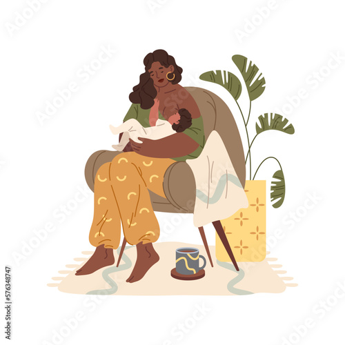 Vector image of mother breastfeeding her child
