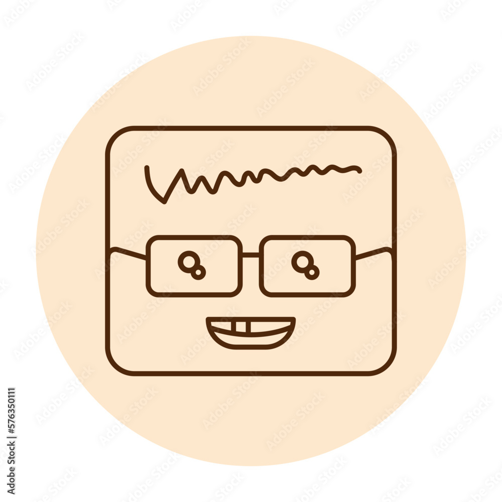 Square intelligent character in glasses color line icon. Mascot of emotions. Square intelligent character in glasses color line icon. Mascot of emotions.