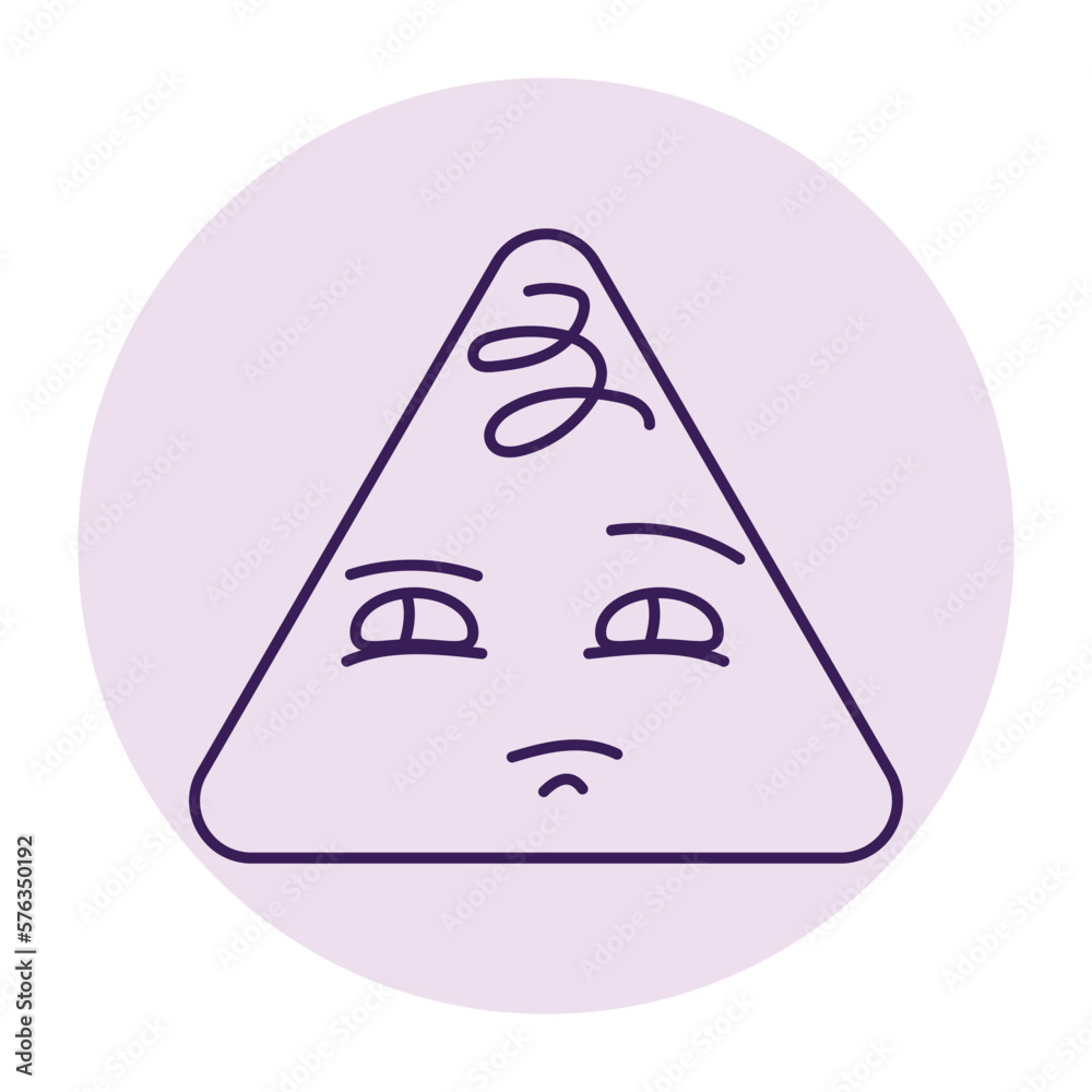 Suspicious blue triangular character color line icon. Mascot of emotions. Suspicious blue triangular character color line icon. Mascot of emotions.