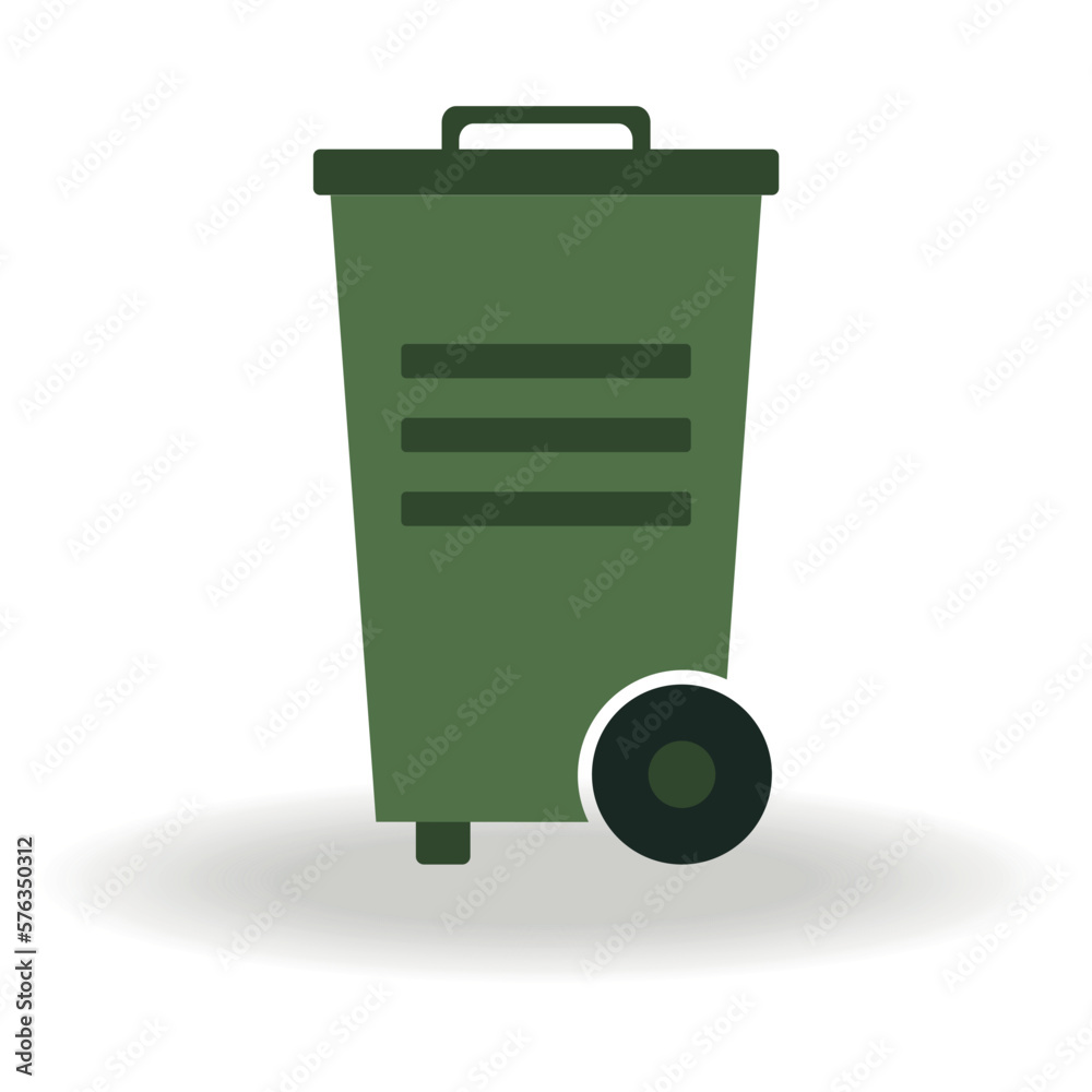 Plastic street garbage bin with shadow on white background Plastic street garbage bin with shadow on white background