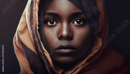 First plane of a eautiful African girl - Ai generative photo