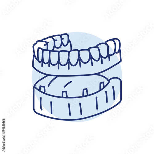 False teeth line icon. Dental prosthetic.