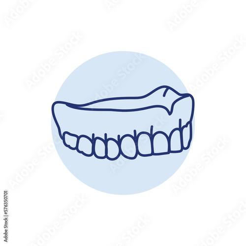 False teeth line icon. Dental prosthetic.