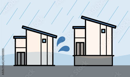 住宅の水害対策のイラスト