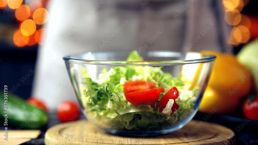 Organic salad for dieting: tomato and lettuce leaves Organic salad for dieting: tomato and lettuce leaves